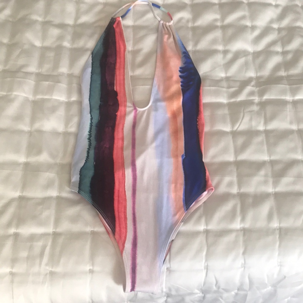 Water color one piece bathing suit
